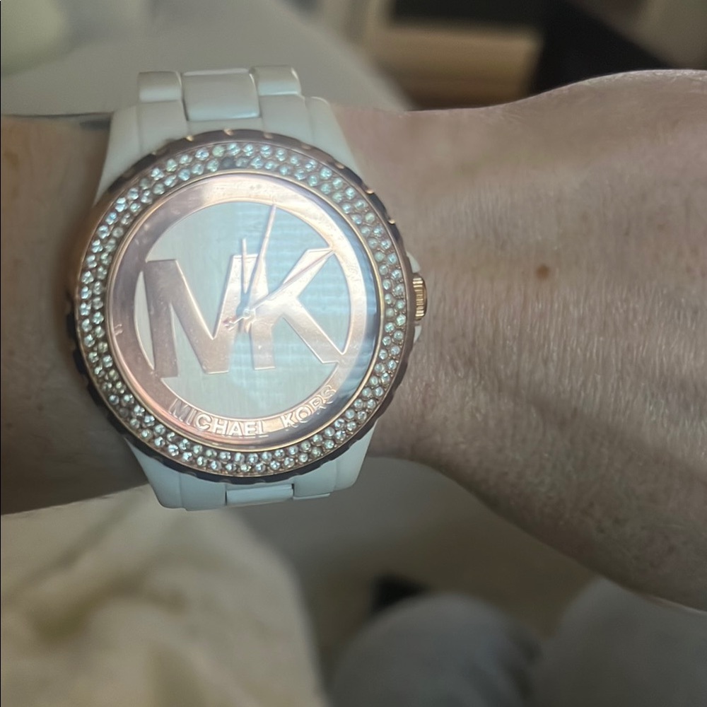 Michael Kors White and Rose Gold Watch